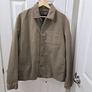 Express Seersucker Button-Up Jacket Mens Large Brown Preppy Casual Coastal Beach